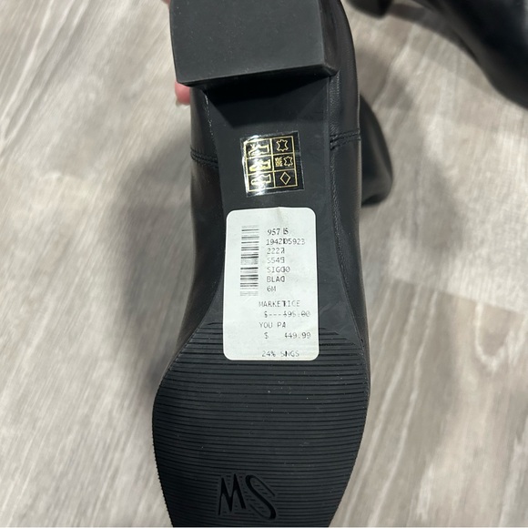 Stuart Weitzman Ernestine Black Leather Block Heel Boot Size 6 - Picture 5 of 5